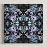 "Pansy painting - mirrored" - Art Print in Violet and turquoise by Oana Prints - Framed Canvas