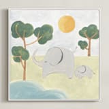 "Safari Friends 3" - Art Print in Lime by Teju Reval - Framed Canvas