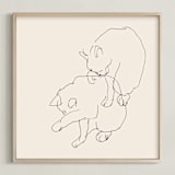 "Sketches after cat IV" - Art Print in Black and Champagne by Catilustre - Framed
