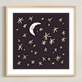 "Good Night Moon and Stars" - Art Print in Dark by Patrice Horvath - Framed