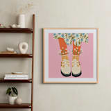"Daisy Feet" - Art Print in Pink Daisy by Janna Sue Design - In a Room