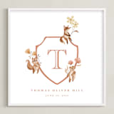 "Woodland Animal Crest: Custom Print" - Custom Print in Papaya by Vivian Yiwing - Framed