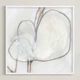"Southern Cotton Single Bloom Square" - Art Print in Neutrals by Angela Simeone - Framed