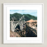 "Bixby Bridge Road Block" - Art Print in Hilltop Green by Danielle Kroll - Framed