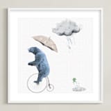 "That's one fast bike, said the Cloud" - Art Print in Polar Bear Blue by Maja Cunningham - Framed
