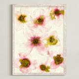 "Diaphanous Petals" - Art Print in Chartreuse Green by Kara Kosaka - Framed
