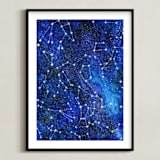"Constellations" - Art Print in Deep blue by Alexandra Dzh - Framed
