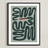 "Squiggly Snake" - Art Print in Cactus by Jenna Holcomb - Framed