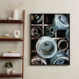 "Bottles II" - Art Print in Emerald Green by Debra Pruskowski - In a Room