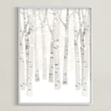 "Birch Woods in Winter" - Art Print in Ivory by Shannon Chen of Four Wet Feet Studio - Framed