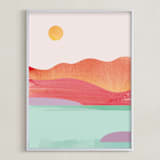 "Looking Far West" - Art Print in Pink Blush by sue prue - Framed