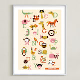 "Animal A to Z" - Personalized Art Print in Vermillion by Anais Lee - Framed