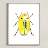 "Golden Scarab Beetle" - Art Print in Gold by Holly Whitcomb - Framed