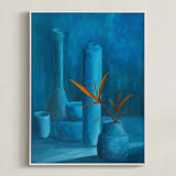 "The Leaf" - Art Print in Peacock by Michel Villalpando - Framed Canvas