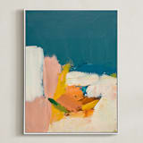 "Boat Dock" - Art Print in Orange by Caryn Owen - Framed Canvas