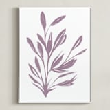"Botanical Sumi Ink" - Art Print in Light Plum by Nancy Noreth - Framed Canvas