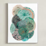 "Grey Thoughts" - Art Print in Teal by Maggie Ramirez Burns - Framed Canvas