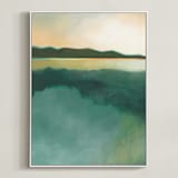 "Tranquil Harbor" - Art Print in Tranquil Green by AlisonJerry - Framed Canvas