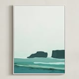 "Abstract Pacific Seascape Diptych 1" - Art Print in Greenish Turquoise by Caryn Owen - Framed Canvas