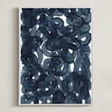 "Indigo Ink" - Art Print in Indigo by Erin McCluskey Wheeler - Framed Canvas