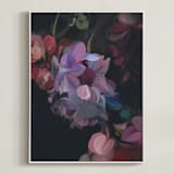"Midnight Petals" - Art Print in Midnight Plum by Amy Hall - Framed Canvas