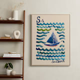 "S for Sailboat" - Art Print in Ocean Blue by Samantha Tang - In a Room