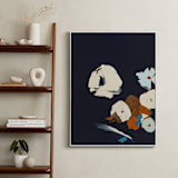 "Abstract Botanical Navy Shadows #2" - Art Print in dark navy blue by Caryn Owen - In a Room
