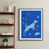 "Space Pup" - Art Print in Celestial by Kristin Mastoras - In a Room