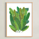 "Banana Leaf Bouquet" - Art Print in Tropical Green by Madeline Trait - Framed