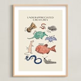 "Underappreciated Creatures" - Art Print in Turquoise Sea Green by Kellie Dykast - Framed