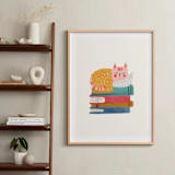 "Booked For A Nap" - Art Print in Cream by Blossom Hound Designs - In a Room