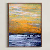 "Exclusive Mod Oceanscape" - Art Print in Yellow Sky by Lauren Rutley - Framed