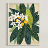 "Loquat" - Art Print in Chartreuse by Jessie Burch - Framed