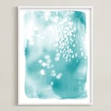 "Swim" - Art Print in Aqua by Julie Song Ink - Framed