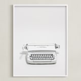 "The Typewriter" - Art Print in White on white by Cristiane - Framed