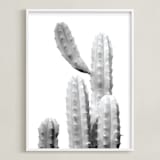 "Moorten Cactus Study 1" - Art Print in Silver Grey by Lisa Sundin - Framed