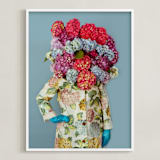 "Shes Blooming Worth " - Art Print in Summer Sky Blue by Theresa Bear - Framed