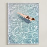 "Going for a Swim" - Art Print in Pool Blue by Whitney Deal - Framed