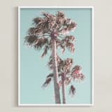 "Sun Bleached Palm Trees" - Art Print in sun-bleached turquoise  by Baumbirdy - Framed