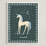 "Midnight Unicorn Firefly Dream" - Personalized Art Print in Forest Green by Florina Georgescu Georgescu - Framed