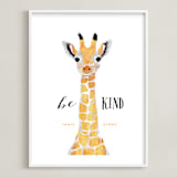 "baby animal.giraffe" - Personalized Art Print in tangerine by Cass Loh - Framed