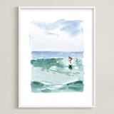 "Hang Five" - Art Print in Pacific Green by Mary Cecelia - Framed