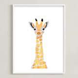 "baby animal.giraffe" - Art Print in merigold by Cass Loh - Framed