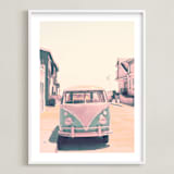 "Retro Times" - Art Print in Retro pink by Caroline Mint - Framed