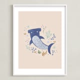 "Sharky cute" - Art Print in Blush by Tati Abaurre - Framed