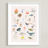 "Sea Alphabet" - Art Print in Blush by Kate Blalock - Framed