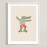 "Skater Croc" - Art Print in Beige by Zove Ahhh - Framed