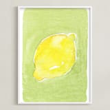 "Watercolor Lemon" - Art Print in Lemon by Megan Kelso - Framed