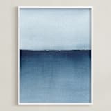 "Lake Superior Horizon" - Art Print in indigo blue by Renee Anne Bouffard-McManus - Framed
