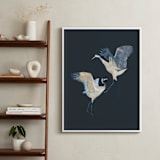 "Crane dance" - Art Print in Moody blue by Nina Leth - In a Room
